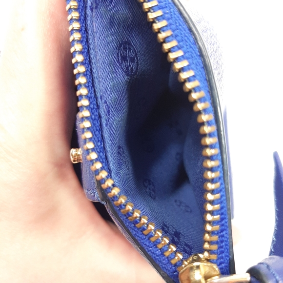 Tory Burch Small Blue Leather Purse/ Wallet. Cards Notes & Coin Sections - Picture 8 of 12